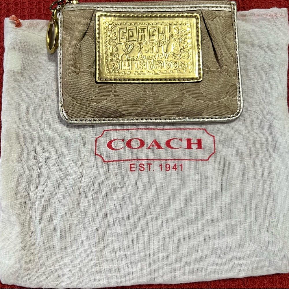 Coach “Poppy” Beige and Gold ID/card case
